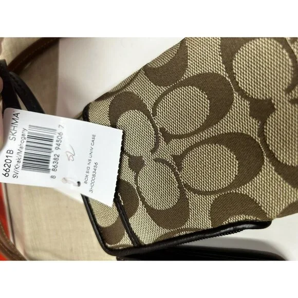 Coach Signature Logo Print Brown Lanyard Wallet & Pouch - Picture 4 of 13